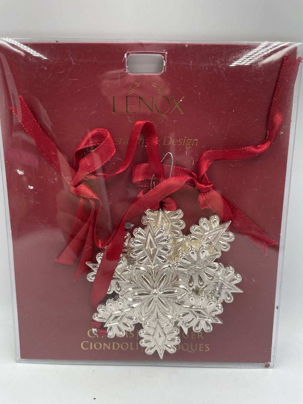 Lenox Jeweled Silver Metal Charm Snowflake Ornament 2.5 Inch